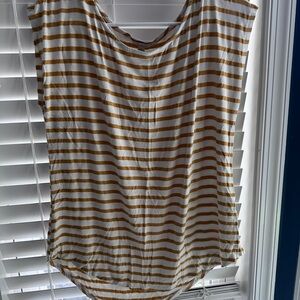 Striped Women's Top - Brown and White